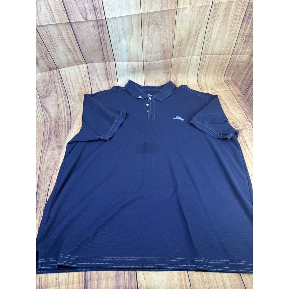 Tommy Bahama Mens 3XL Navy Blue Supima Cotton Emfielder Polo Marlin Flag Logo